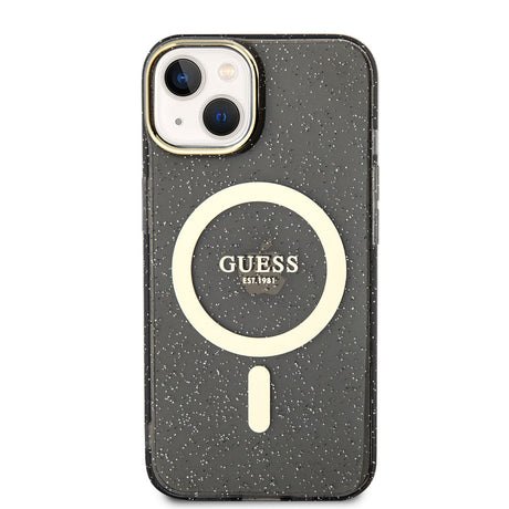 Apple iPhone 14 Kılıf GUESS M-safe Şarj Özellikli Glitter Kapak