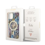 Apple iPhone 14 Kılıf GUESS M-safe Şarj Özellikli Leopar Desenli Kapak