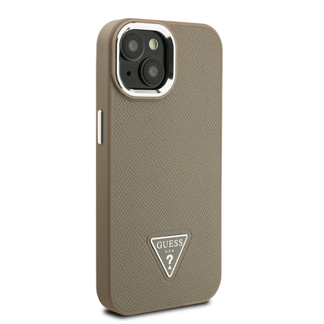 Apple iPhone 14 Kılıf Guess Orjinal Lisanslı M-safe Şarj Özellikli Grained Triangle Kapak