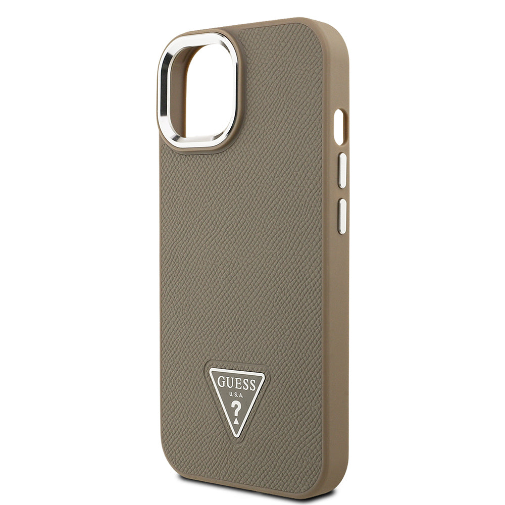 Apple iPhone 14 Kılıf Guess Orjinal Lisanslı M-safe Şarj Özellikli Grained Triangle Kapak