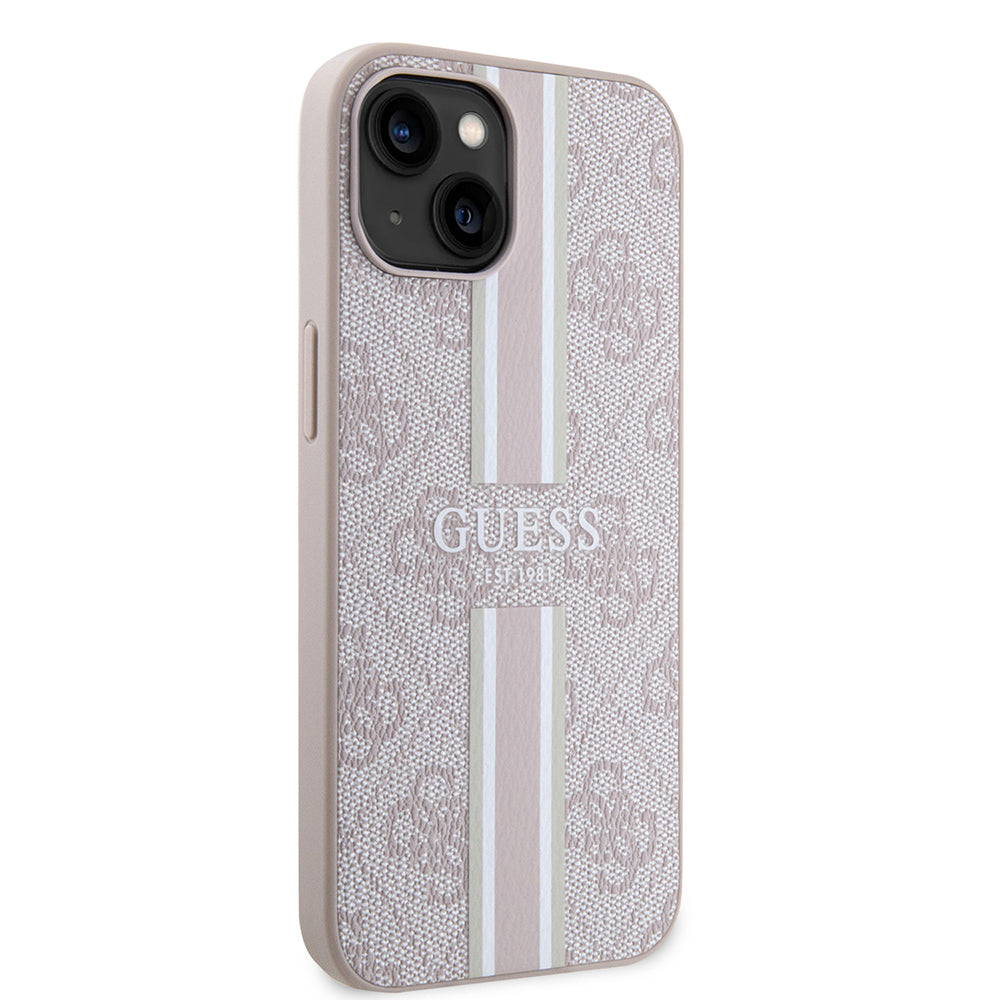 Apple iPhone 14 Kılıf Guess Orjinal Lisanslı M-safe Şarj Özellikli 4G Şerit Tasarımlı Printed Kapak