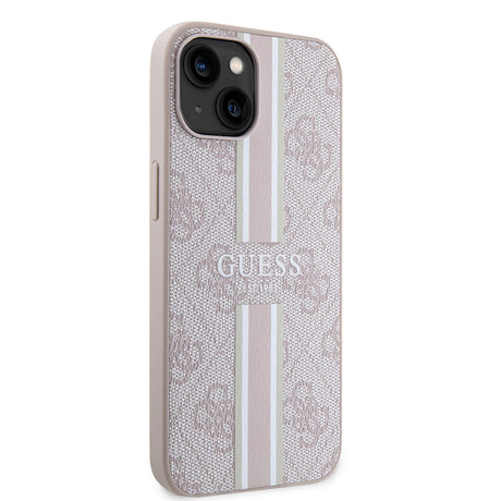 Apple iPhone 14 Kılıf Guess Orjinal Lisanslı M-safe Şarj Özellikli 4G Şerit Tasarımlı Printed Kapak