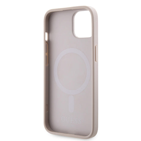 Apple iPhone 14 Kılıf Guess Orjinal Lisanslı M-safe Şarj Özellikli 4G Şerit Tasarımlı Printed Kapak