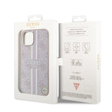 Apple iPhone 14 Kılıf Guess Orjinal Lisanslı M-safe Şarj Özellikli 4G Şerit Tasarımlı Printed Kapak