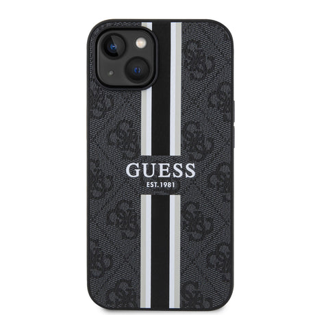 Apple iPhone 14 Kılıf Guess Orjinal Lisanslı M-safe Şarj Özellikli 4G Şerit Tasarımlı Printed Kapak