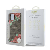 Apple iPhone 14 Kılıf Guess Orjinal Lisanslı M-safe Şarj Özellikli Gül Baskılı 4G Desenli Yazı Logolu Kapak