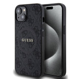 Apple iPhone 14 Kılıf Guess Orjinal Lisanslı M-safe Şarj Özellikli PU Halkalı 4G Desenli Yazı Logolu Kapak