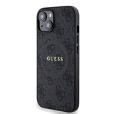 Apple iPhone 14 Kılıf Guess Orjinal Lisanslı M-safe Şarj Özellikli PU Halkalı 4G Desenli Yazı Logolu Kapak