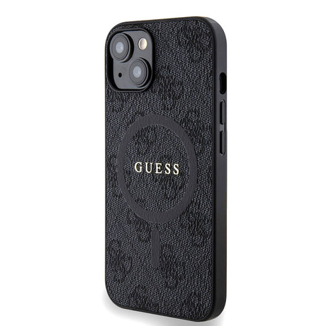 Apple iPhone 14 Kılıf Guess Orjinal Lisanslı M-safe Şarj Özellikli PU Halkalı 4G Desenli Yazı Logolu Kapak