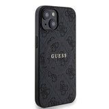 Apple iPhone 14 Kılıf Guess Orjinal Lisanslı M-safe Şarj Özellikli PU Halkalı 4G Desenli Yazı Logolu Kapak