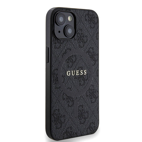 Apple iPhone 14 Kılıf Guess Orjinal Lisanslı M-safe Şarj Özellikli PU Halkalı 4G Desenli Yazı Logolu Kapak