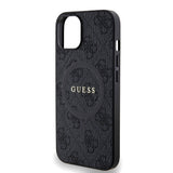 Apple iPhone 14 Kılıf Guess Orjinal Lisanslı M-safe Şarj Özellikli PU Halkalı 4G Desenli Yazı Logolu Kapak