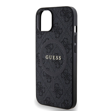 Apple iPhone 14 Kılıf Guess Orjinal Lisanslı M-safe Şarj Özellikli PU Halkalı 4G Desenli Yazı Logolu Kapak