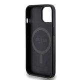 Apple iPhone 14 Kılıf Guess Orjinal Lisanslı M-safe Şarj Özellikli PU Halkalı 4G Desenli Yazı Logolu Kapak