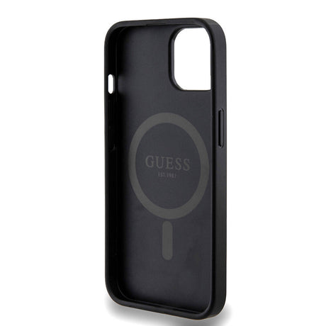 Apple iPhone 14 Kılıf Guess Orjinal Lisanslı M-safe Şarj Özellikli PU Halkalı 4G Desenli Yazı Logolu Kapak