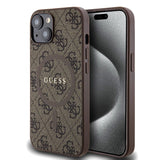 Apple iPhone 14 Kılıf Guess Orjinal Lisanslı M-safe Şarj Özellikli PU Halkalı 4G Desenli Yazı Logolu Kapak