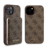 Apple iPhone 14 Kılıf Guess Orjinal Lisanslı M-safe Şarj Özellikli Yazı Logolu 4G Desenli Kapak + Powerbank 5000mAh 2in1 Set