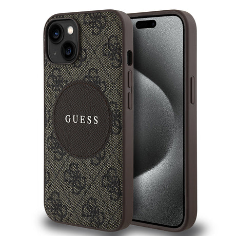Apple iPhone 14 Kılıf Guess Orjinal Lisanslı M-safe Şarj Özellikli Yazı Logolu Circle Classic Kapak