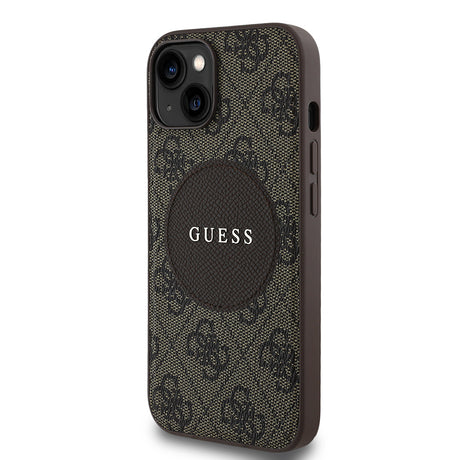 Apple iPhone 14 Kılıf Guess Orjinal Lisanslı M-safe Şarj Özellikli Yazı Logolu Circle Classic Kapak