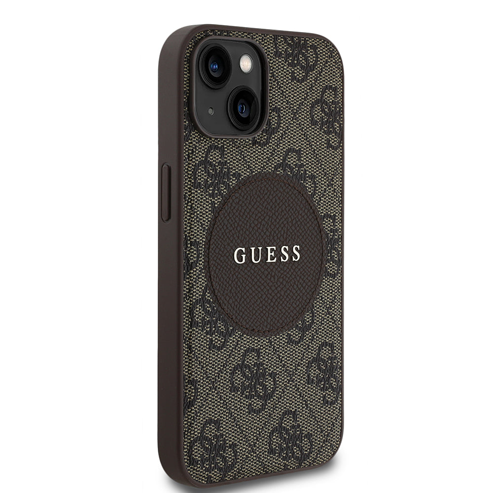 Apple iPhone 14 Kılıf Guess Orjinal Lisanslı M-safe Şarj Özellikli Yazı Logolu Circle Classic Kapak