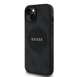 Apple iPhone 14 Kılıf Guess Orjinal Lisanslı M-safe Şarj Özellikli Yazı Logolu Circle Classic Kapak