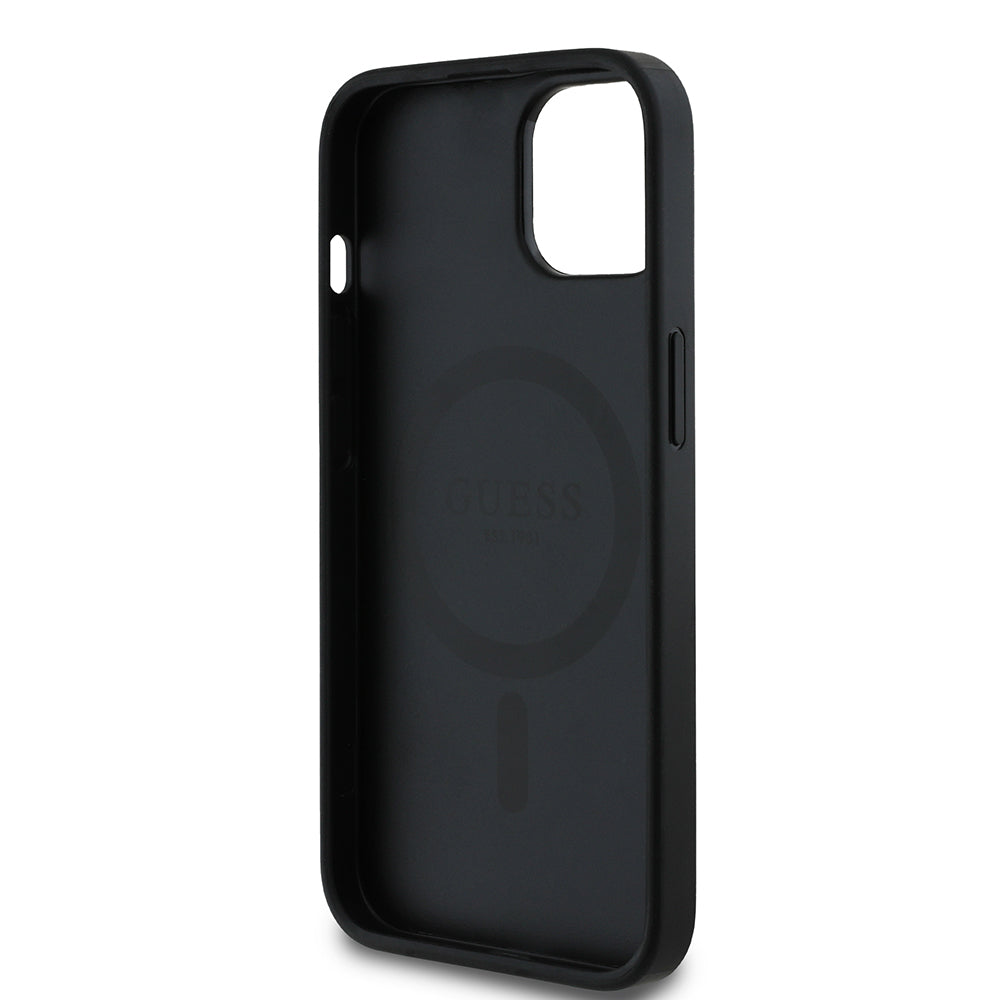 Apple iPhone 14 Kılıf Guess Orjinal Lisanslı M-safe Şarj Özellikli Yazı Logolu Circle Classic Kapak