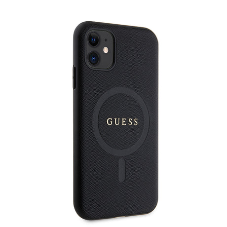Apple iPhone 14 Kılıf Guess Orjinal Lisanslı M-safe Şarj Özellikli Yazı Logolu Saffiano Classic Kapak