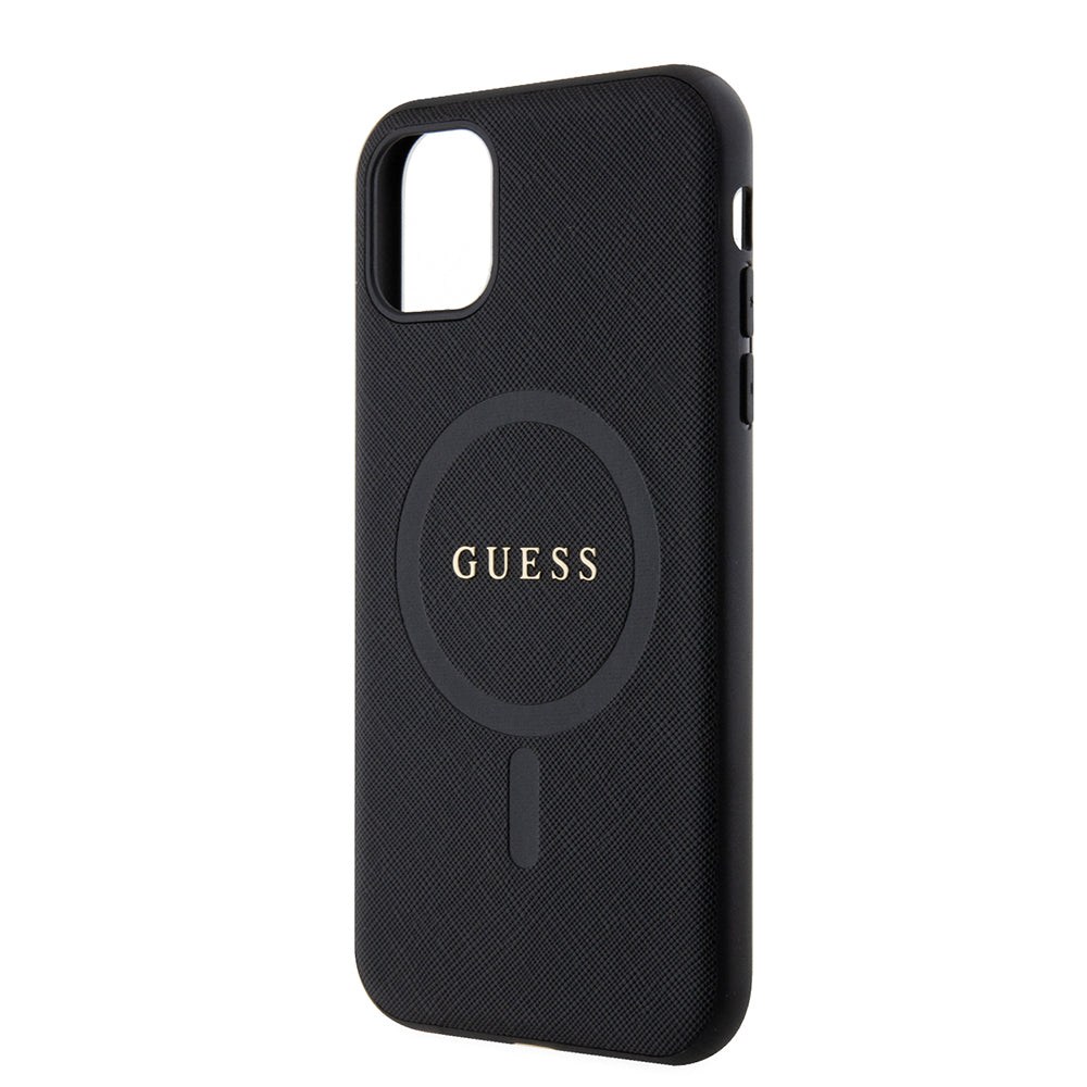 Apple iPhone 14 Kılıf Guess Orjinal Lisanslı M-safe Şarj Özellikli Yazı Logolu Saffiano Classic Kapak