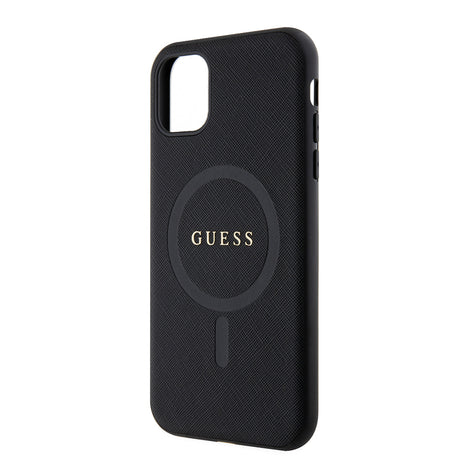 Apple iPhone 14 Kılıf Guess Orjinal Lisanslı M-safe Şarj Özellikli Yazı Logolu Saffiano Classic Kapak