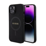 Apple iPhone 14 Kılıf Guess Orjinal Lisanslı M-safe Şarj Özellikli Yazı Logolu Saffiano Classic Kapak