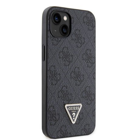 Apple iPhone 14 Kılıf Guess Orjinal Lisanslı PU Deri Taşlı Üçgen Logo 4G Desenli Kapak