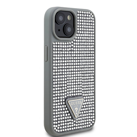 Apple iPhone 14 Kılıf Guess Orjinal Lisanslı Taşlı Arka Yüzey Üçgen Logolu Kapak