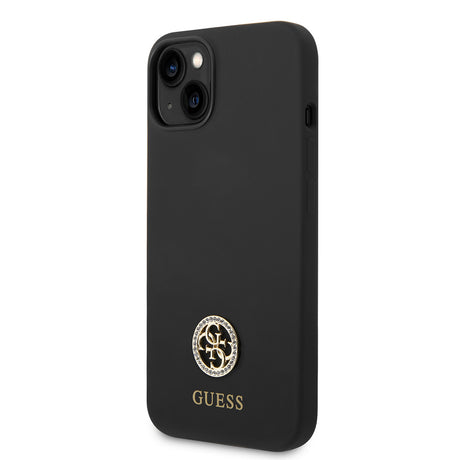 Apple iPhone 14 Kılıf Guess Orjinal Lisanslı Yazı ve Taşlı 4G Logolu Silikon Kapak