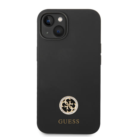 Apple iPhone 14 Kılıf Guess Orjinal Lisanslı Yazı ve Taşlı 4G Logolu Silikon Kapak
