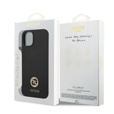 Apple iPhone 14 Kılıf Guess Orjinal Lisanslı Yazı ve Taşlı 4G Logolu Silikon Kapak