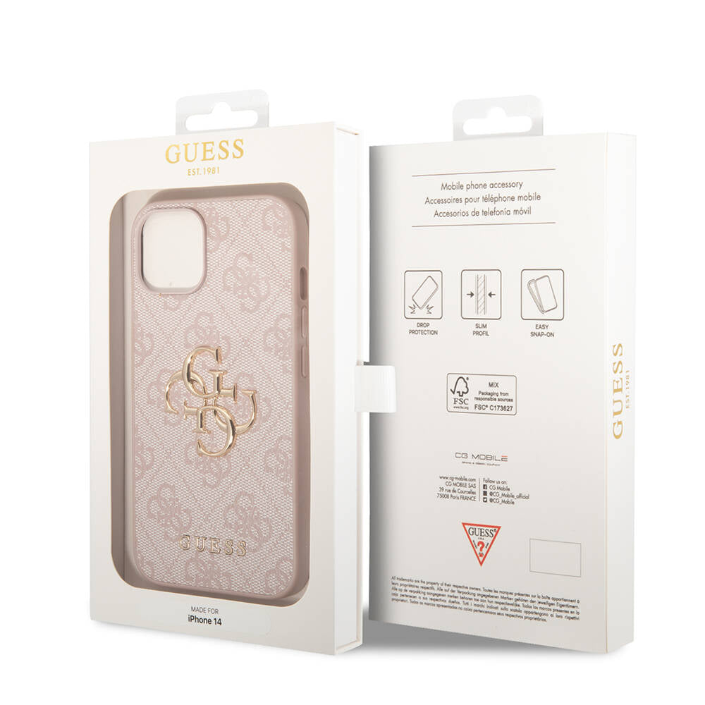 Apple iPhone 14 Kılıf Guess PU Deri Büyük Metal Logo Dizaynlı Kapak