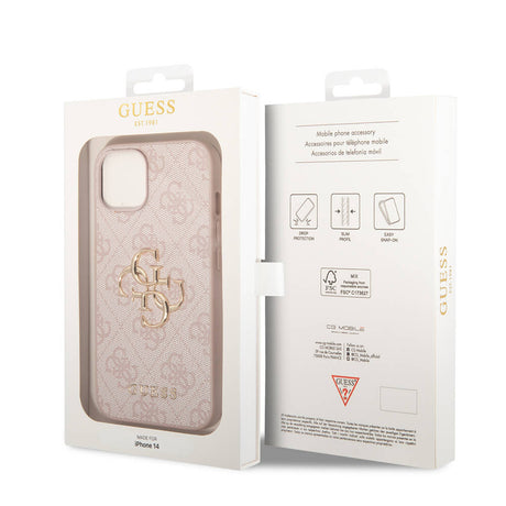 Apple iPhone 14 Kılıf Guess PU Deri Büyük Metal Logo Dizaynlı Kapak