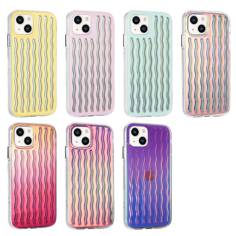 Apple iPhone 14 Kılıf Kabartmalı Dalga Tasarımlı Silikon Zore İsmira Kapak