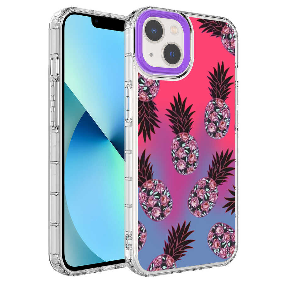 Apple iPhone 14 Kılıf Kamera Korumalı Renkli Desenli Sert Silikon Zore Korn Kapak