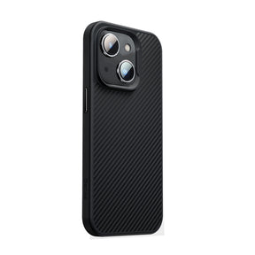 Apple iPhone 14 Kılıf Karbon Fiber M-safe Şarj Özellikli Benks 600D Hybrid Kevlar Kapak