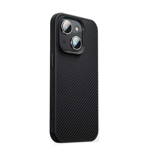 Apple iPhone 14 Kılıf Karbon Fiber M-safe Şarj Özellikli Benks 600D Hybrid Kevlar Kapak