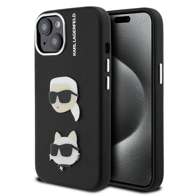 Apple iPhone 14 Kılıf Karl Lagerfeld Orjinal Lisanslı K&C Heads Pin Kapak