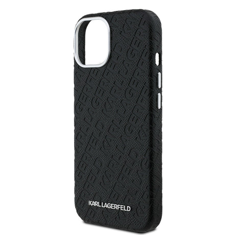 Apple iPhone 14 Kılıf Karl Lagerfeld Orjinal Lisanslı PU Deri Damgalı Metal Yazı Logolu Kapak