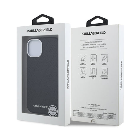 Apple iPhone 14 Kılıf Karl Lagerfeld Orjinal Lisanslı PU Deri Damgalı Metal Yazı Logolu Kapak