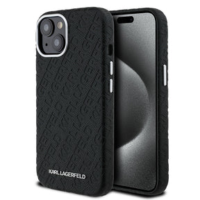 Apple iPhone 14 Kılıf Karl Lagerfeld Orjinal Lisanslı PU Deri Damgalı Metal Yazı Logolu Kapak