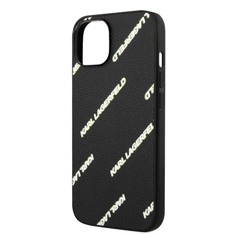 Apple iPhone 14 Kılıf Karl Lagerfeld PU Suni Deri Logolu Dizayn Kapak