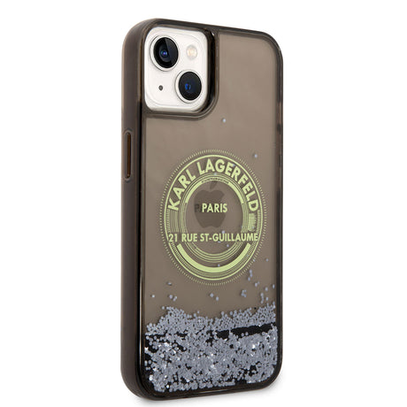 Apple iPhone 14 Kılıf Karl Lagerfeld Sıvılı Simli RSG Dizayn Kapak
