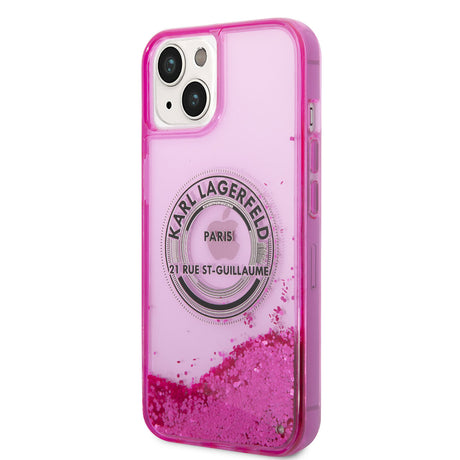 Apple iPhone 14 Kılıf Karl Lagerfeld Sıvılı Simli RSG Dizayn Kapak
