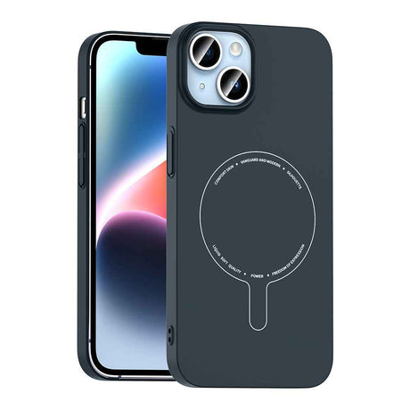 Apple iPhone 14 Kılıf M-Safe Şarj Özellikli Kamera Korumalı Zore Elio Sert PC Kapak