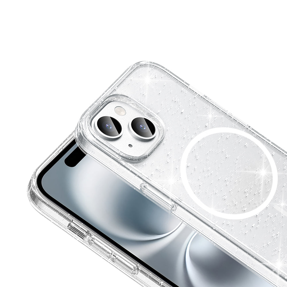 Apple iPhone 14 Kılıf M-safe Şarj Özellikli Parlayan Simli Saydam Renkli Zore Maris Kapak